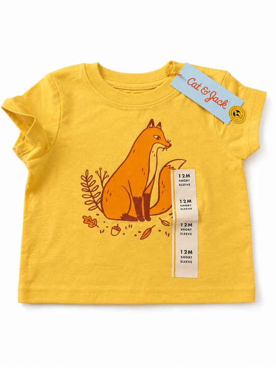 Cat & Jack Other - Cat & Jack Yellow Fox Graphic Tee | 12M | NWT